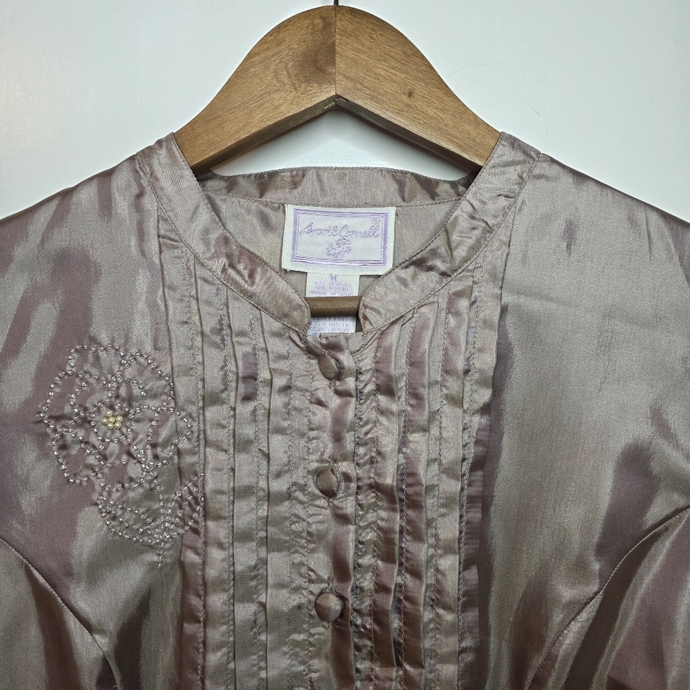 Vintage April Cornell Blouse – Size M – Taupe Pink - Picture 2 of 6